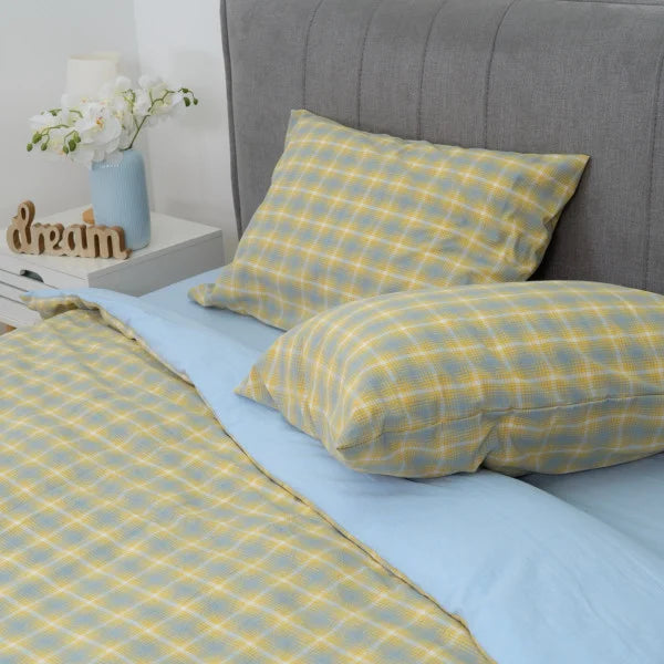 Washed Cotton Bedding Set - Butter Sky
