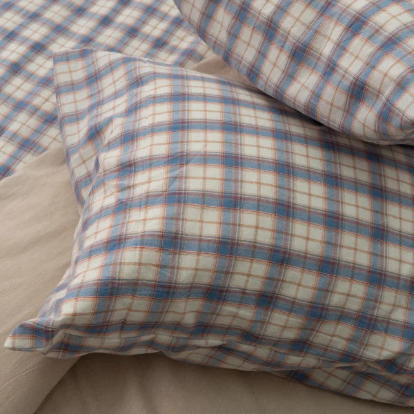 Washed Cotton Bedding Set - Provence Gingham