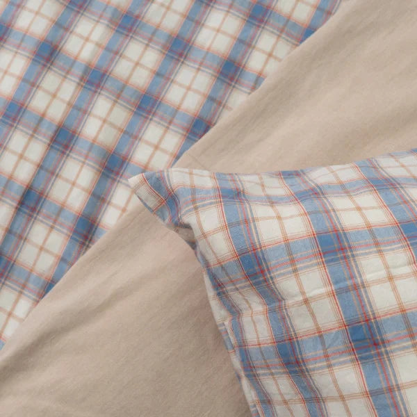 Washed Cotton Bedding Set - Provence Gingham