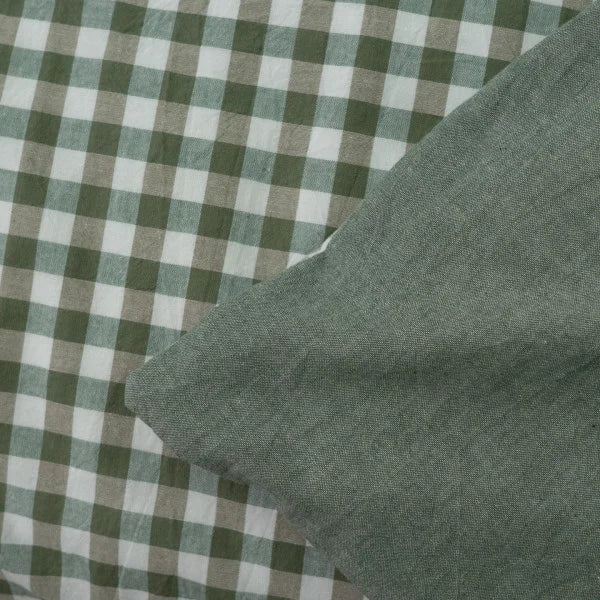 Washed Cotton Bedding Set - Forest Gingham