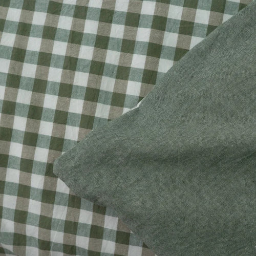 Washed Cotton Bedding Set - Forest Gingham