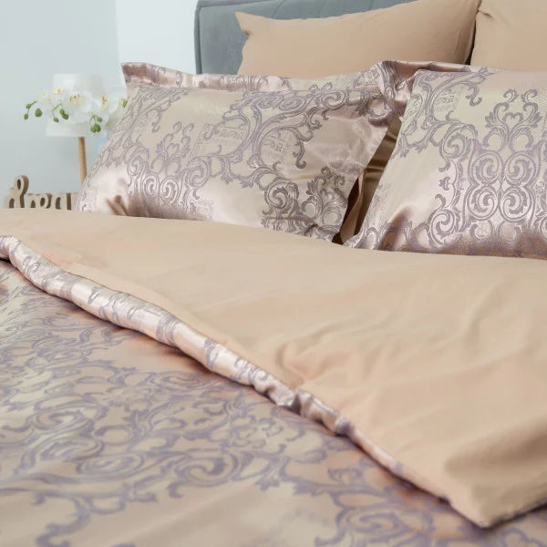 Satin Jacquard Bedding Set Champagne Baroque