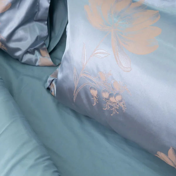 Satin Jacquard Bedding Set Pearl Sky
