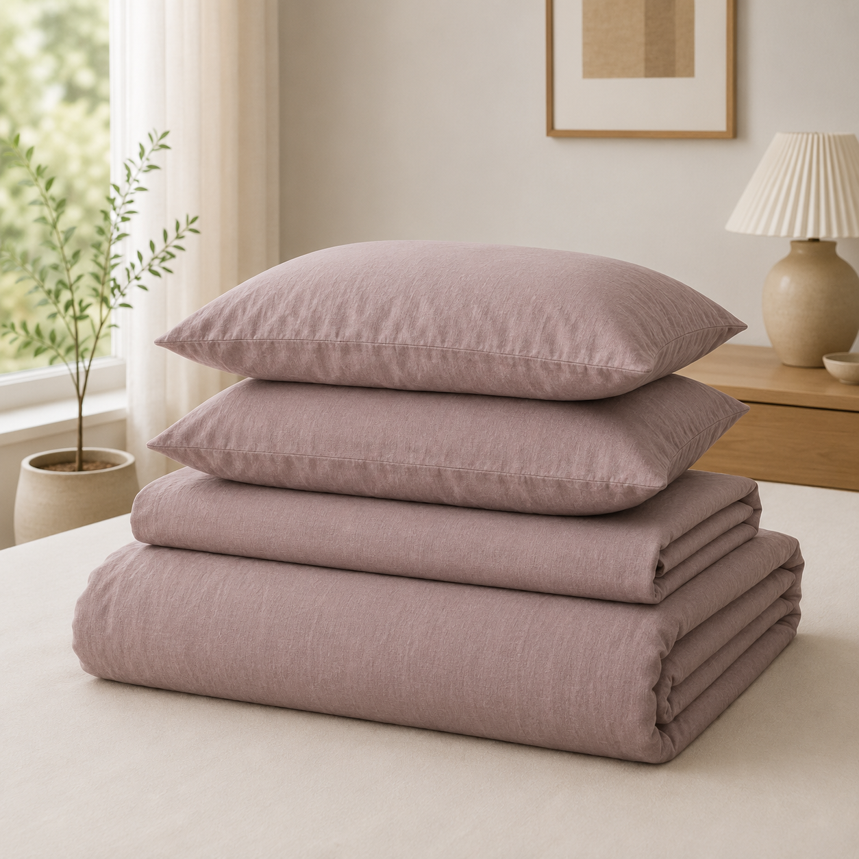 Washed Cotton Bedding Set - Taupe Mist