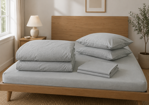 Washed Cotton Bedding Set - Fog