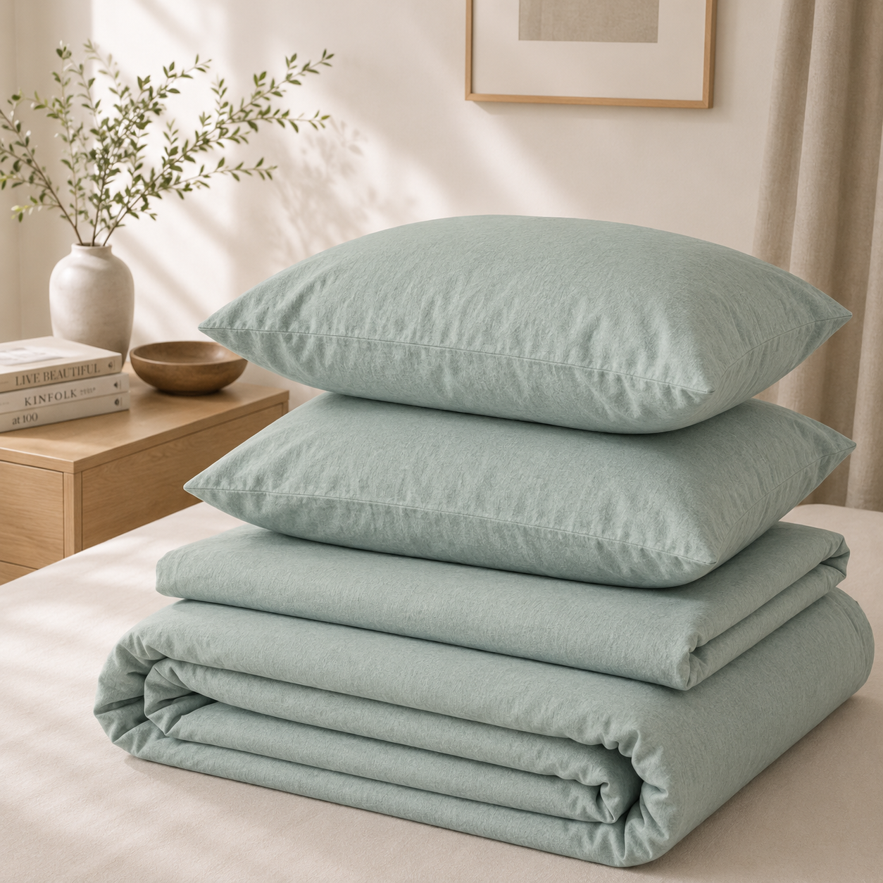Washed Cotton Bedding Set - Sage