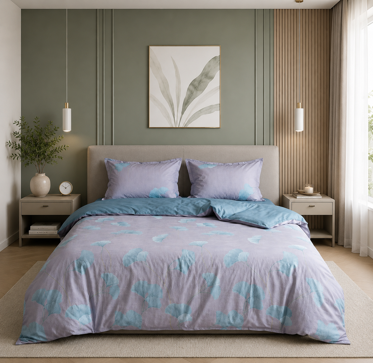 Egyptian Cotton Bedding Set Ginkgo Mist