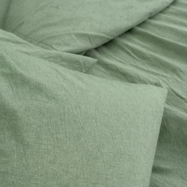 Washed Cotton Bedding Set - Olive Mist