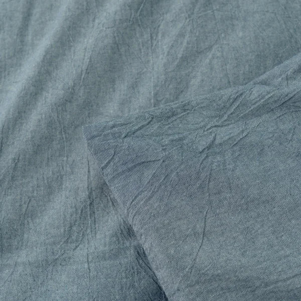 Washed Cotton Bedding Set - Blue Slate