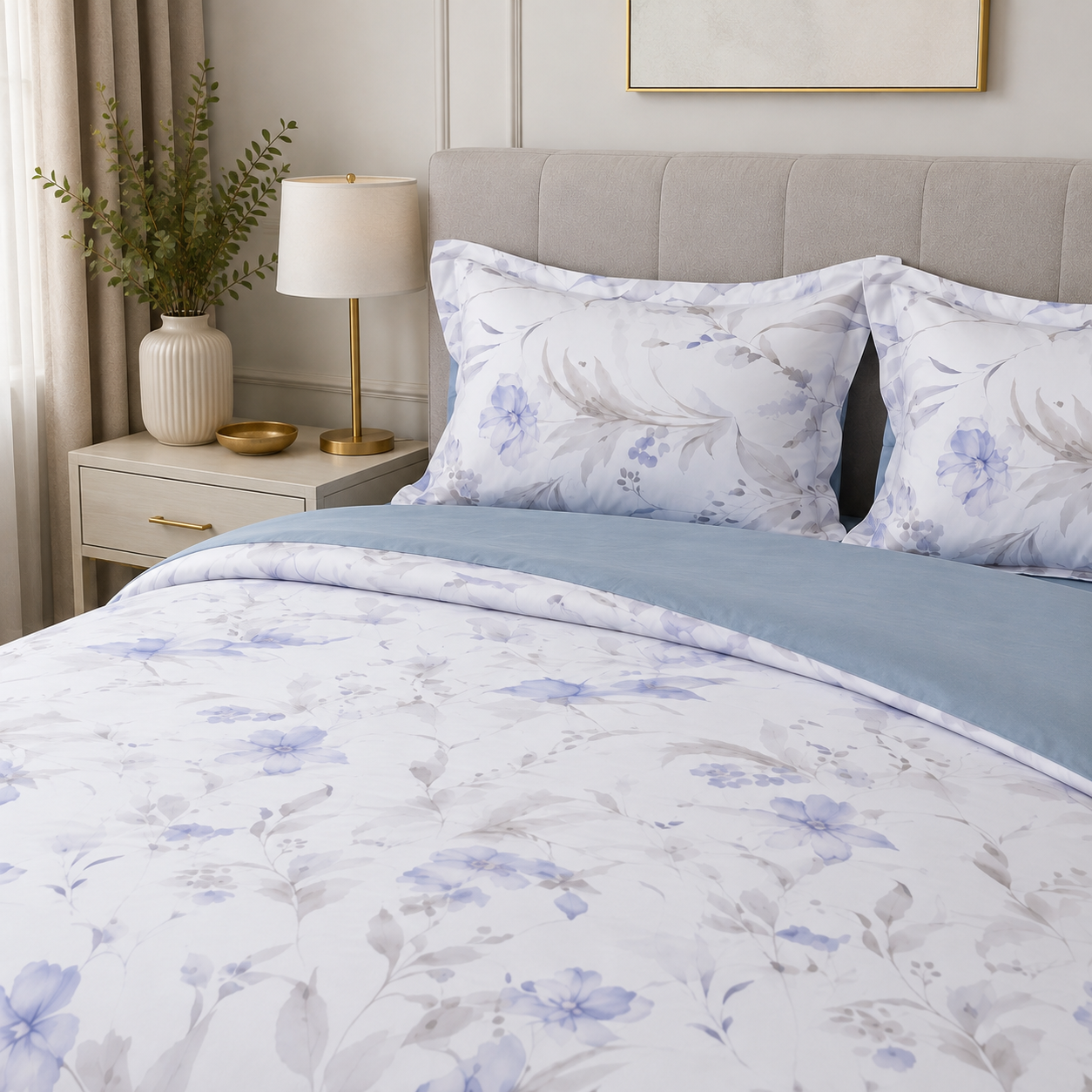 Egyptian Cotton Bedding Set Blue Whisper