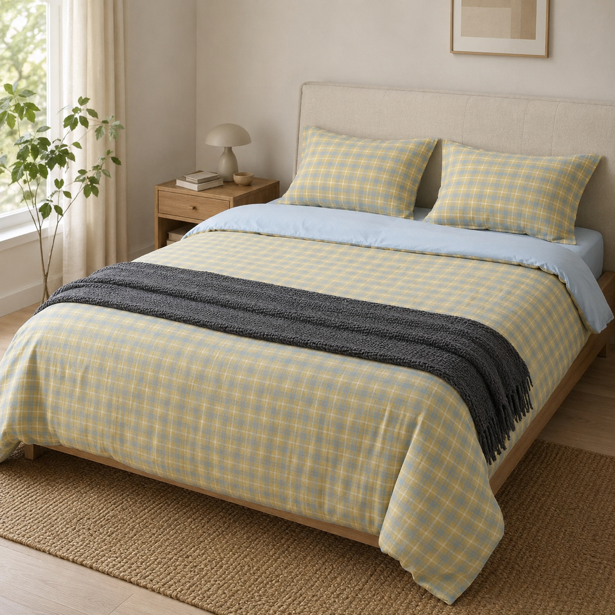 Washed Cotton Bedding Set - Butter Sky
