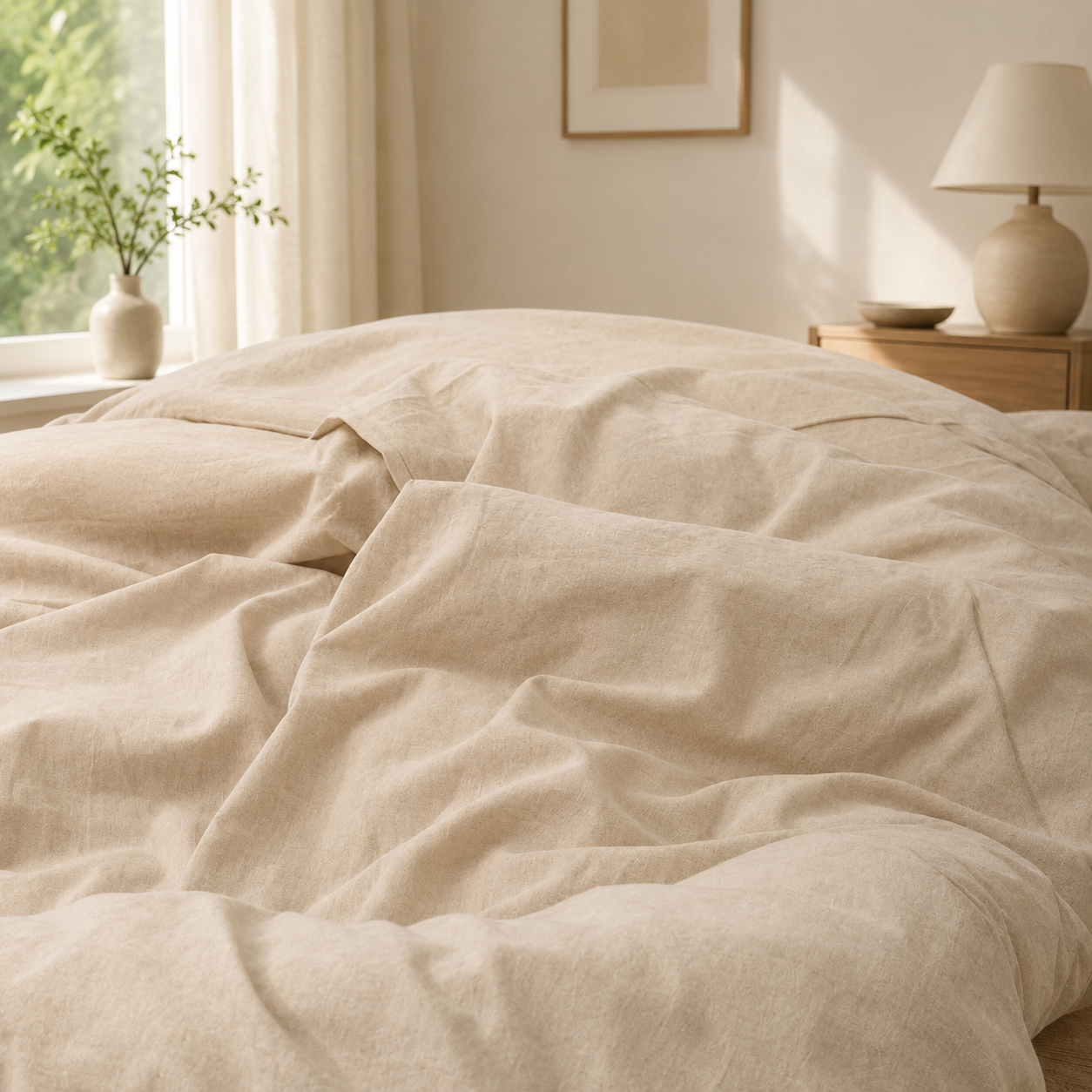 Washed Cotton Bedding Set - Sand