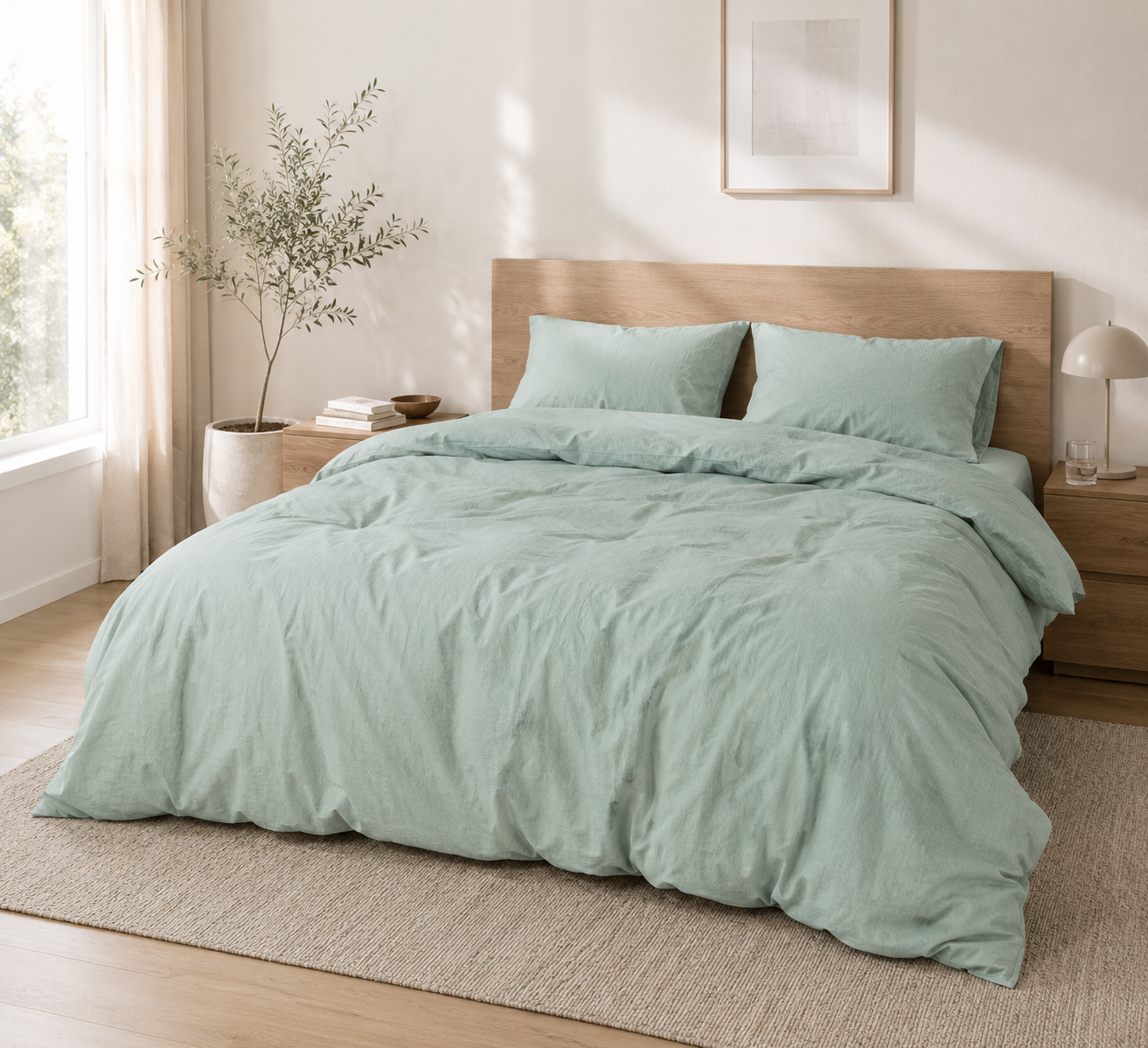 Washed Cotton Bedding Set - Sage