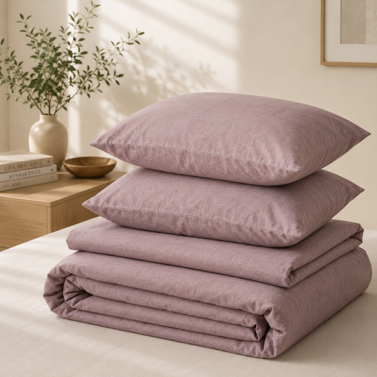 Washed Cotton Bedding Set - Windsor Wine