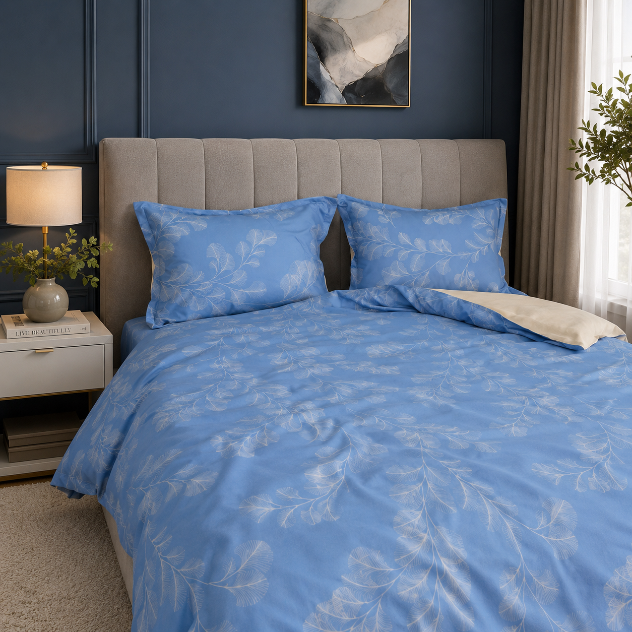 Egyptian Cotton Bedding Set Azure Breeze