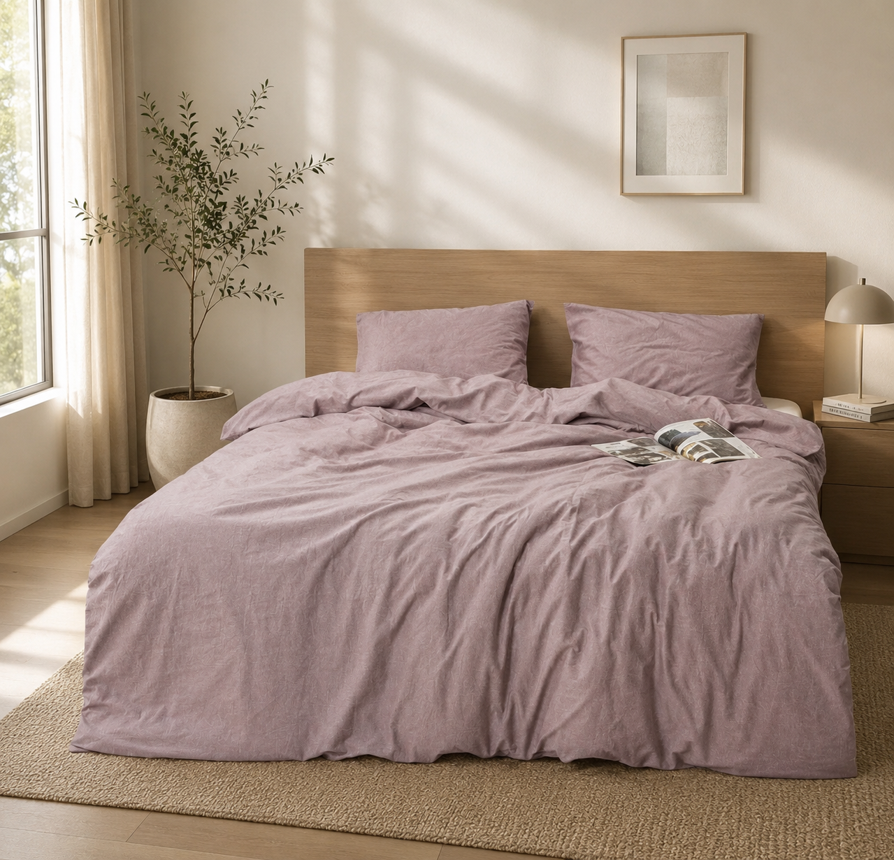 Washed Cotton Bedding Set - Windsor Wine